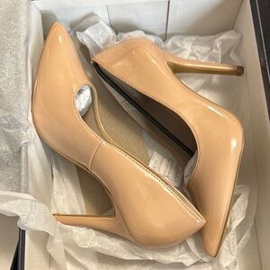 Elegant Nude Patent Leather Pumps